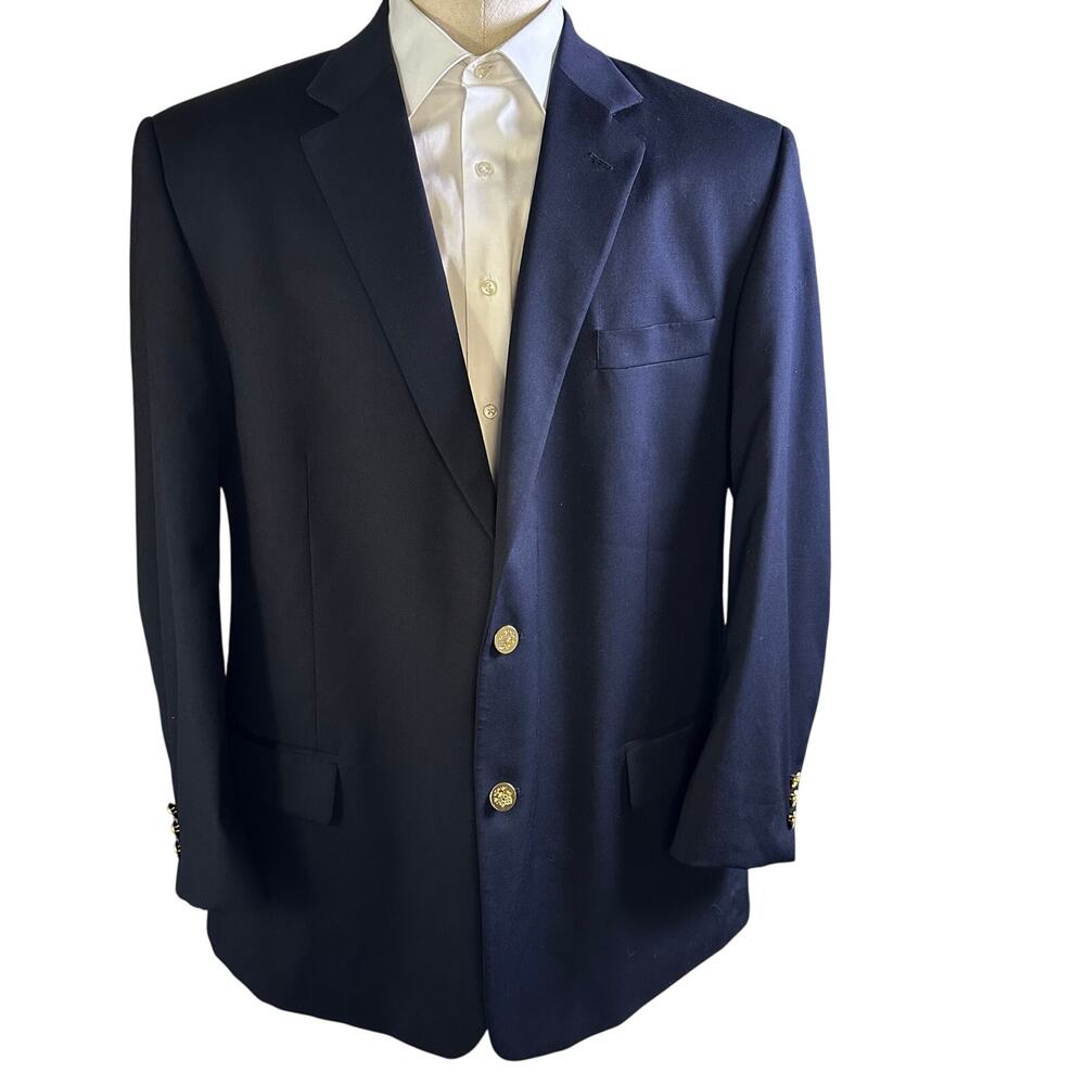Joseph Feiss Men 48 R New Wool Navy Blazer with gold Buttons excellent